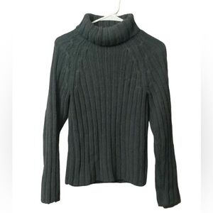Express Women’s Medium Gray Chunky Knit Turtleneck Long Sleeve Sweater